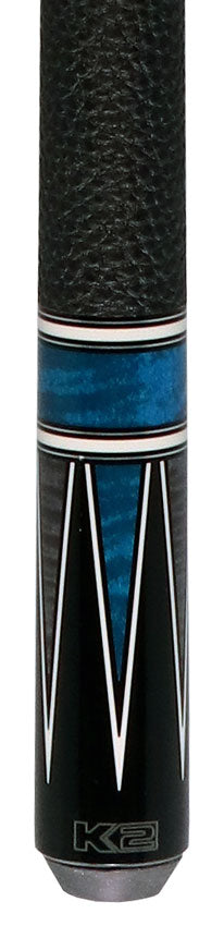 K2 Pool Cue - Black/Grey/Blue 4 Point Graphic with 12.50mm LD Shaft