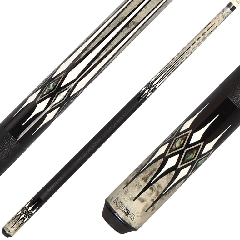 K2 KL192 Play Cue - Grey/Black/Abalone Graphic with 11.75mm LD Shaft