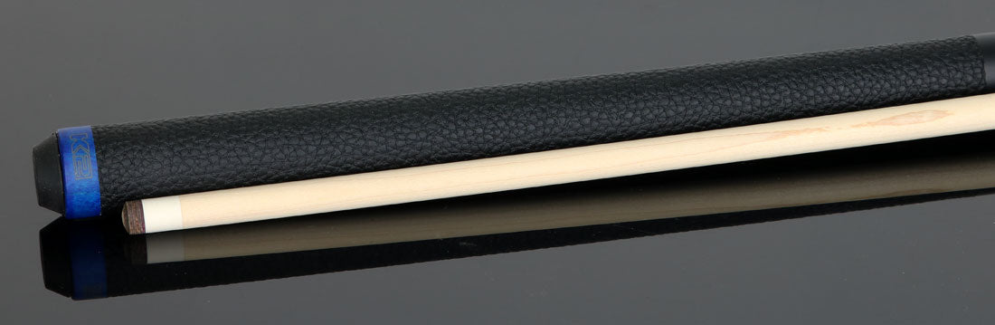 K2 KLCBL Pool Cue with Leather Wrap - Matte Blue-Stained Maple with 11.75mm LD Shaft