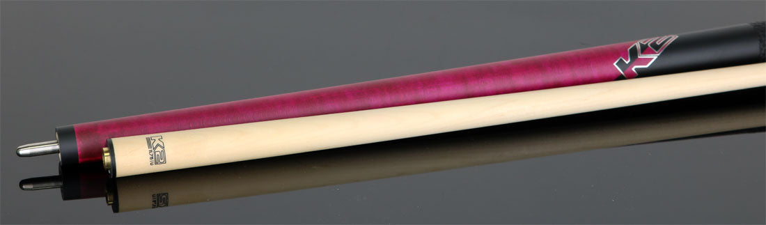 K2 KLCPK Pool Cue with Leather Wrap - Matte Pink-Stained Maple with 11.75mm LD Shaft