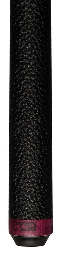 K2 KLCPL Pool Cue with Leather Wrap - Matte Purple-Stained Maple with 12.50mm LD Shaft