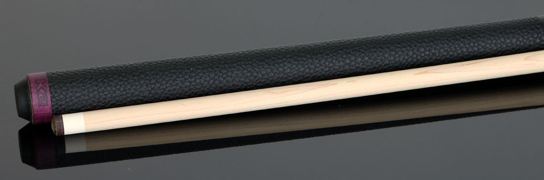 K2 KLCPL Pool Cue with Leather Wrap - Matte Purple-Stained Maple with 12.50mm LD Shaft