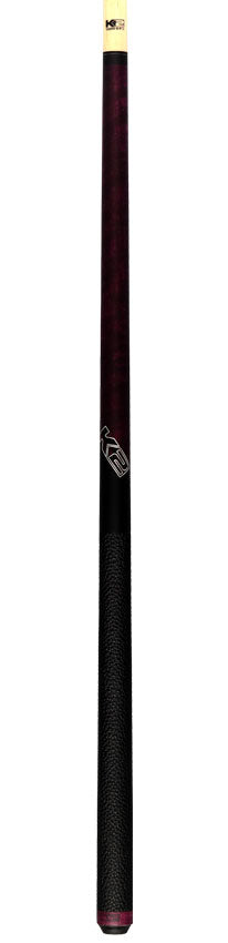 K2 KLCPL Pool Cue with Leather Wrap - Matte Purple-Stained Maple with 12.50mm LD Shaft