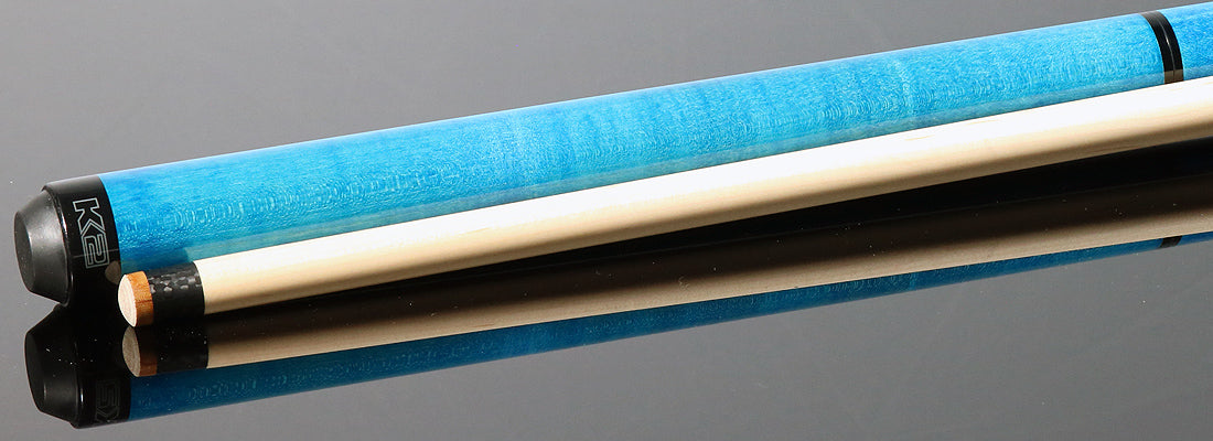 K2 Black and Blue Curly Maple 6 in 1 No Wrap Break/Jump Pool Cue