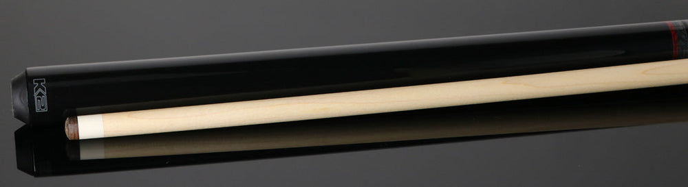 K2 KLLE2N No Wrap Graphic Pool Cue - Black with Gray/Red Points Graphic with 12.50mm LD Shaft