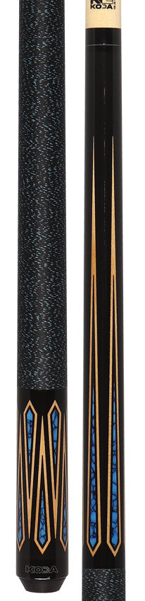 K2 KLSE11 Pool Cue - 6 Point Black with Turqouise Inlays with 12.5mm LD Shaft