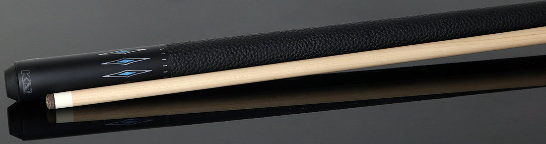 K2 KLSE13 Pool Cue - Matte Black with Turquoise Diamond Graphic and 11.75mm LD Wood Shaft