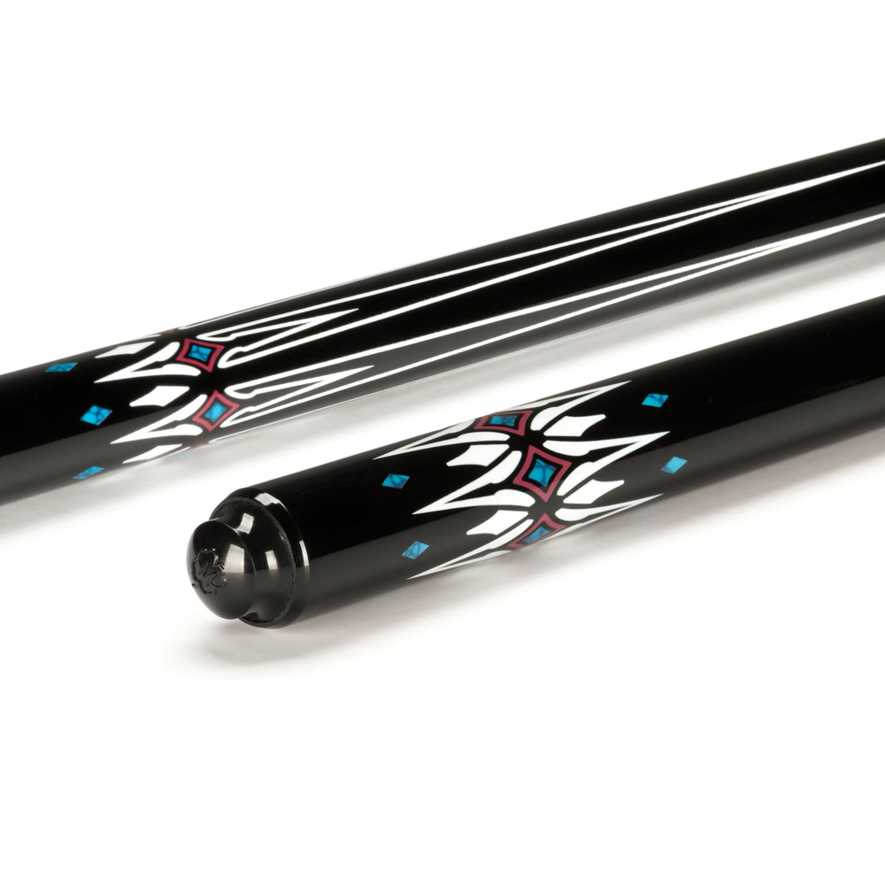 Lucky L78 No Wrap Play Cue - Black with Blue and White Graphic