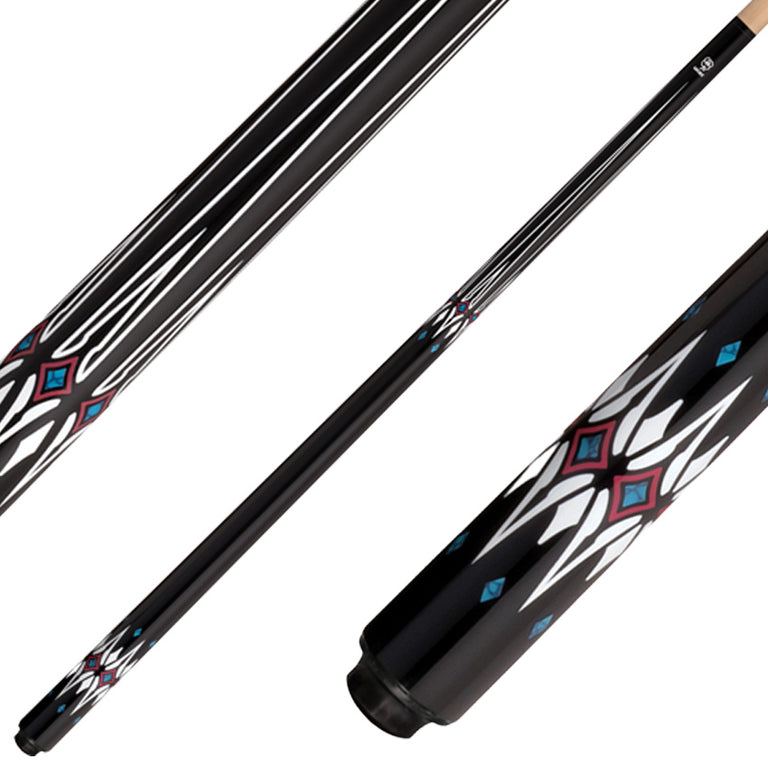 Lucky L78 No Wrap Play Cue - Black with Blue and White Graphic