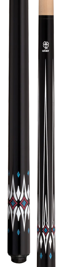 Lucky L78 No Wrap Play Cue - Black with Blue and White Graphic 3