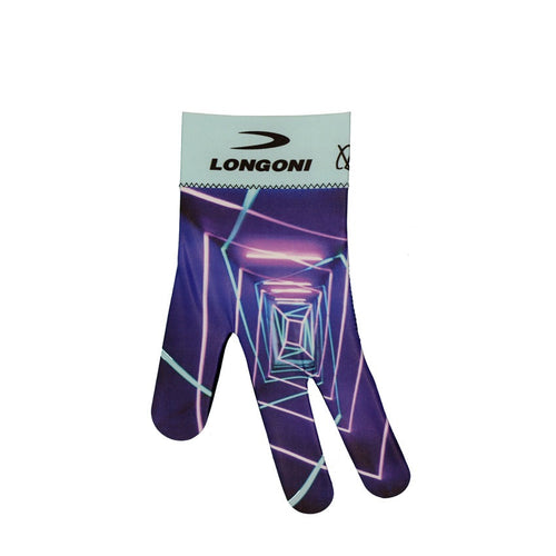 Longoni Left Hand Billiard Glove - Blue Neon Prisms 1