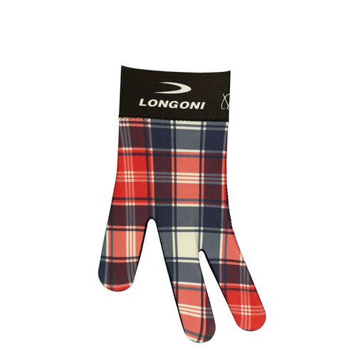 Longoni Left Hand Billiard Glove - Blue/Red Checkered 1