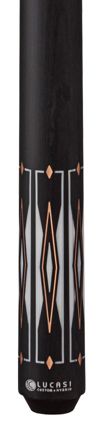 Lucasi Hybrid LHF71 Wrapless Pool Cue - Matte Charcoal and Imitation Bone with Rose Gold Accent Inlays