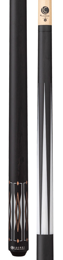 Lucasi Hybrid LHF71 Wrapless Pool Cue - Matte Charcoal and Imitation Bone with Rose Gold Accent Inlays