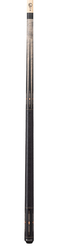 Lucasi Hybrid LHF72 Pool Cue with Black Linen Wrap - Matte Charcoal Birdseye with White/Rose Gold Inlays