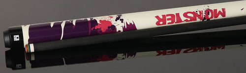 Little Monster LMNBGF No Wrap Play Cue with Carbon Fiber Shaft - White with Red and Purple Graffiti Graphic 4