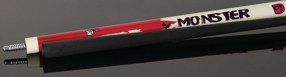 Little Monster LMNBGF No Wrap Play Cue with Carbon Fiber Shaft - White with Red and Purple Graffiti Graphic