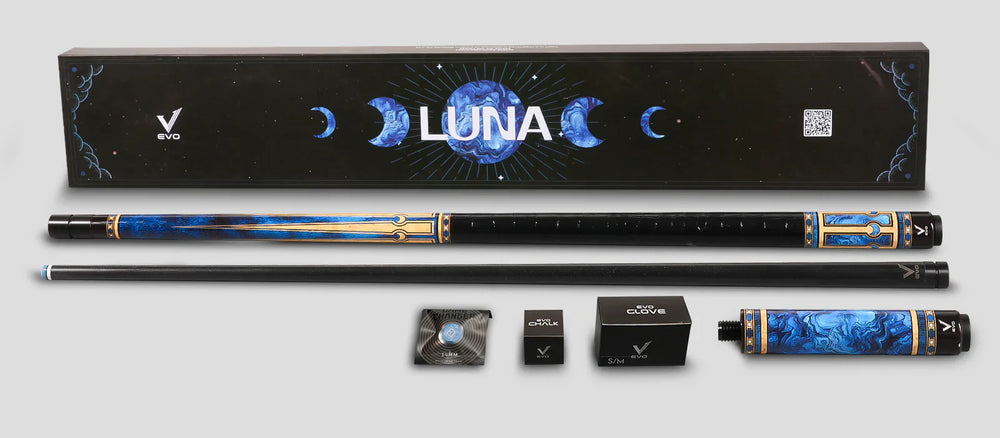 EVO Luna Sapphire Gate Leather Wrap Pool Cue Maxbing Edition