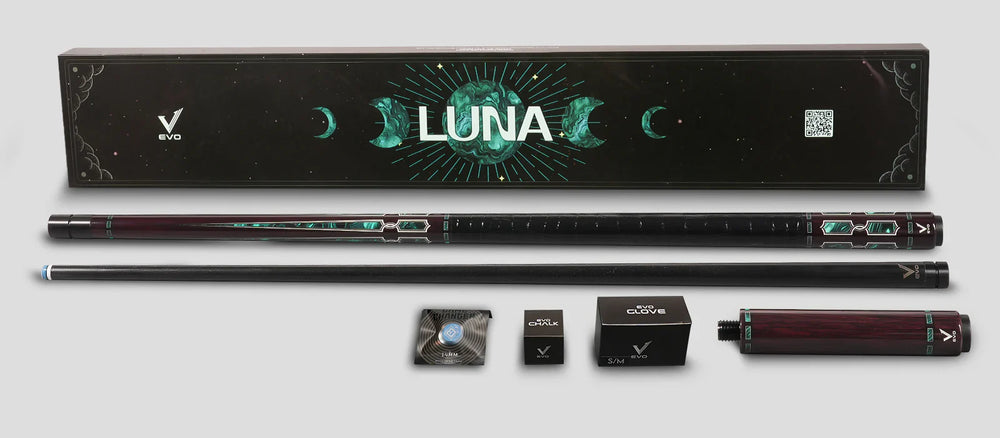 EVO Luna Malachite Eclipse Leather Wrap Pool Cue Maxbing Edition