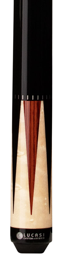 Lucasi Zero Flexpoint Natural Birdseye Maple with 6 Midnight Black Points and Rengas/Black Wrapless Handle Pool Cue - LZC41