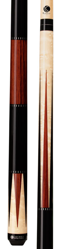 Lucasi Zero Flexpoint Natural Birdseye Maple with 6 Midnight Black Points and Rengas/Black Wrapless Handle Pool Cue - LZC41