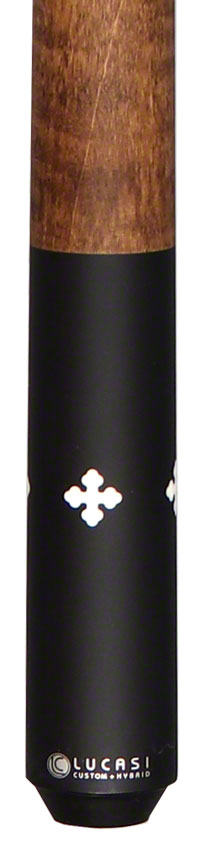 Lucasi Zero Flexpoint Matte Black with 4 Imitation Bone Inlays and Walnut Stained Curly Maple Wrapless Pool Cue - LZC58