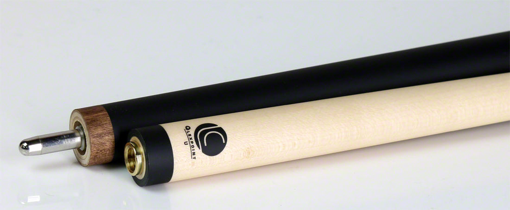 Lucasi Zero Flexpoint Matte Black with 4 Imitation Bone Inlays and Walnut Stained Curly Maple Wrapless Pool Cue - LZC58