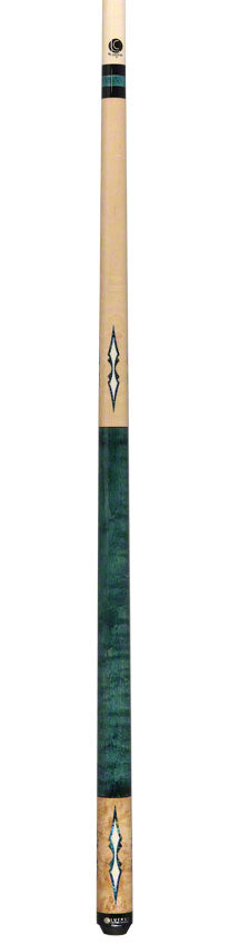 Lucasi Zero Flexpoint Natural Birdseye Maple with 4 Aquamarine Inlays and Teal Stained Birdseye Maple Wrapless Pool Cue - LZC59