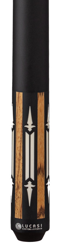 Lucasi Custom LZC62 Wrapless Pool Cue - Matte Zebrawood, Black, and White Inlays