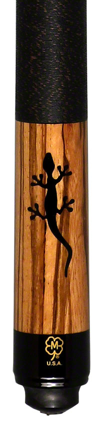 McDermott M54A Classic Series Pool Cue - Zebrawood with Black Urethane Gecko Inays and Irish Linen Wrap