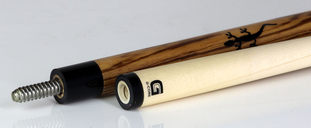 McDermott M54A Classic Series Pool Cue - Zebrawood with Black Urethane Gecko Inays and Irish Linen Wrap
