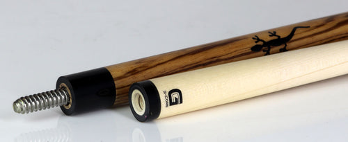 McDermott M54A Classic Series Pool Cue - Zebrawood with Black Urethane Gecko Inays and Irish Linen Wrap 4