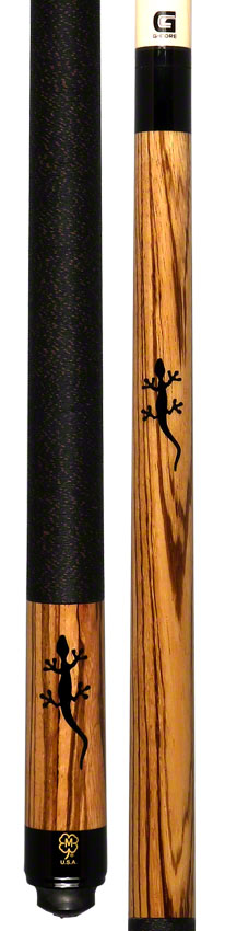 McDermott M54A Classic Series Pool Cue - Zebrawood with Black Urethane Gecko Inays and Irish Linen Wrap