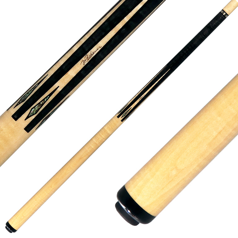 J Pechauer P07R Pro R Series No Wrap Pool Cue - Carbon-Stained Maple with Maple Points and Abalone Inlays