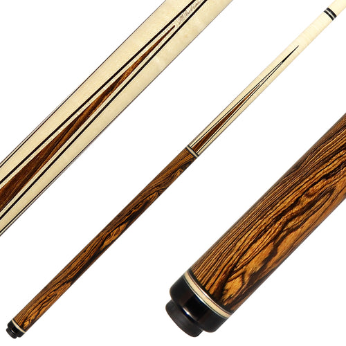 J Pechauer P08R Pro Series Pool Cue - Natural and Bocote with Bocote Points 1