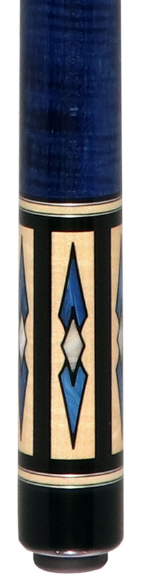 Pechauer P10R Pro R Series No Wrap Pool Cue - Ebony-Stained Maple with Maple Points and Blue Stained Maple Wrap Section 2