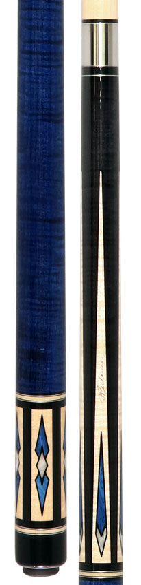 Pechauer P10R Pro R Series No Wrap Pool Cue - Ebony-Stained Maple with Maple Points and Blue Stained Maple Wrap Section