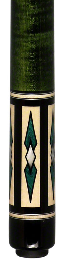 J Pechauer P11N Pro Series Pool Cue - Ebony and Green Stain with Malachite Inlays 2