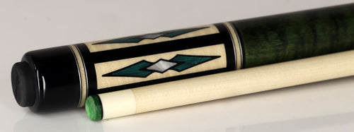 J Pechauer P11N Pro Series Pool Cue - Ebony and Green Stain with Malachite Inlays 3