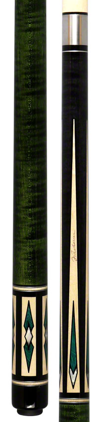J Pechauer P11N Pro Series Pool Cue - Ebony and Green Stain with Malachite Inlays 5