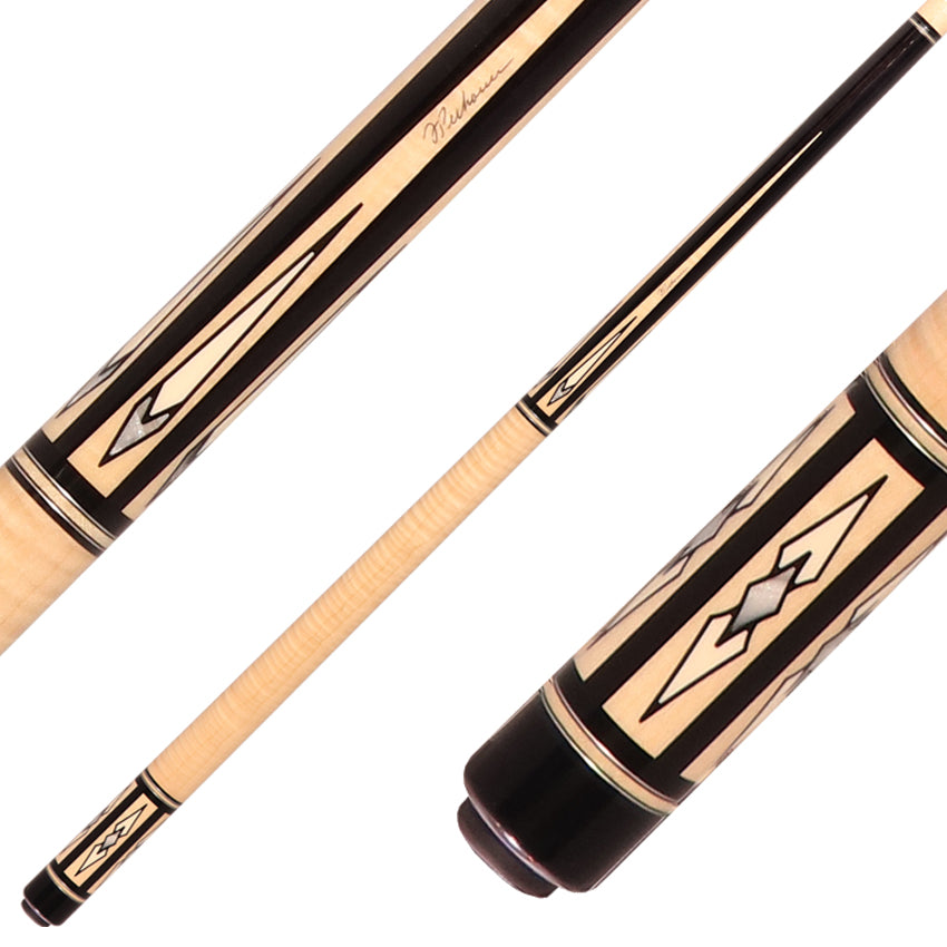 Pechauer P11R Pro R Series No Wrap Pool Cue - Ebony-Stained Maple with Maple Points and Pearl Diamonds