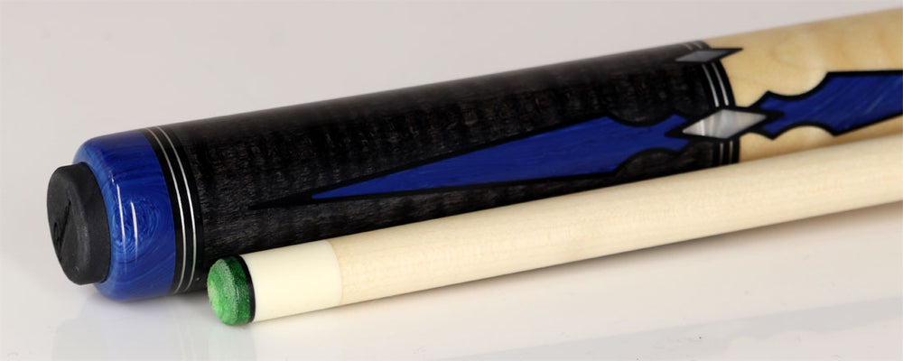 J Pechauer P12R Pro Series Pool Cue - Carbon Stain with Blue Juma and Pearl Inlays