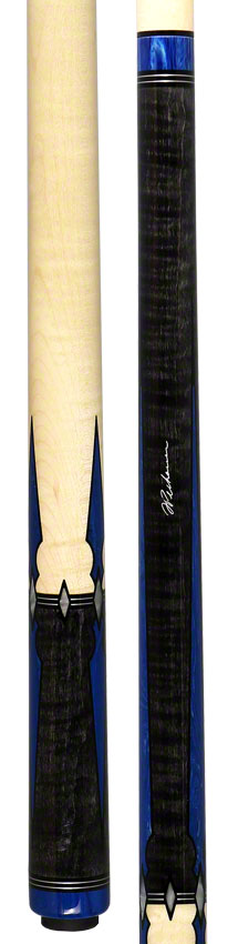 J Pechauer P12R Pro Series Pool Cue - Carbon Stain with Blue Juma and Pearl Inlays 5
