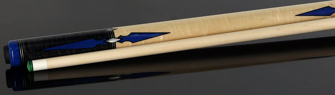 J Pechauer P12R Pro Series Pool Cue - Carbon Stain with Blue Juma and Pearl Inlays