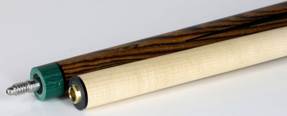 J Pechauer P13R Pro Series Pool Cue - Bocote and Maple with Malachite Inlays