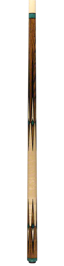 J Pechauer P13R Pro Series Pool Cue - Bocote and Maple with Malachite Inlays