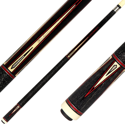 J Pechauer P15R Pro Series Pool Cue - Smoke Stain with Red Framed Maple Points 1