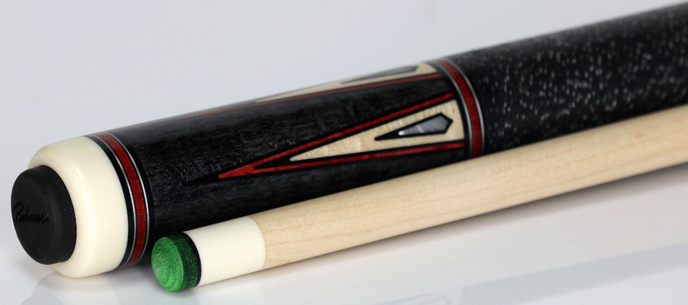 J Pechauer P15R Pro Series Pool Cue - Smoke Stain with Red Framed Maple Points