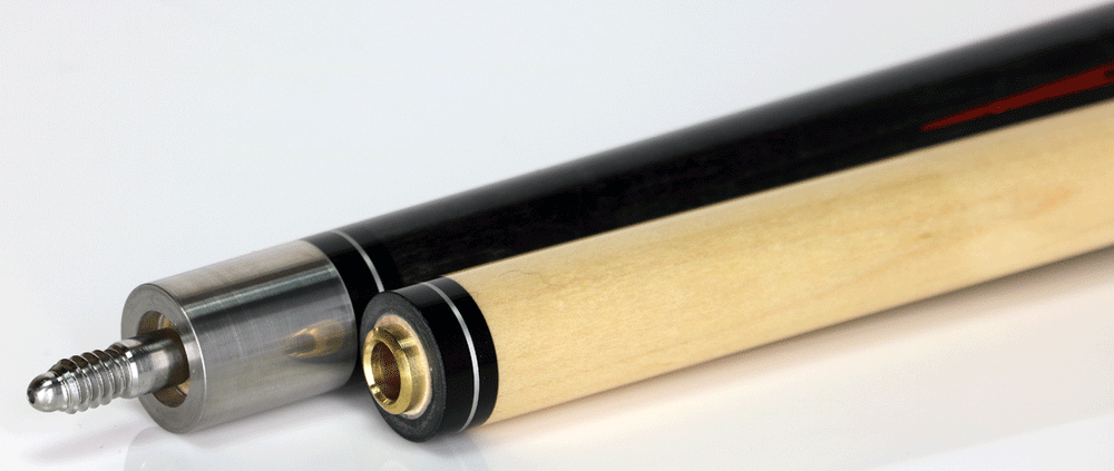 J Pechauer P15R Pro Series Pool Cue - Smoke Stain with Red Framed Maple Points