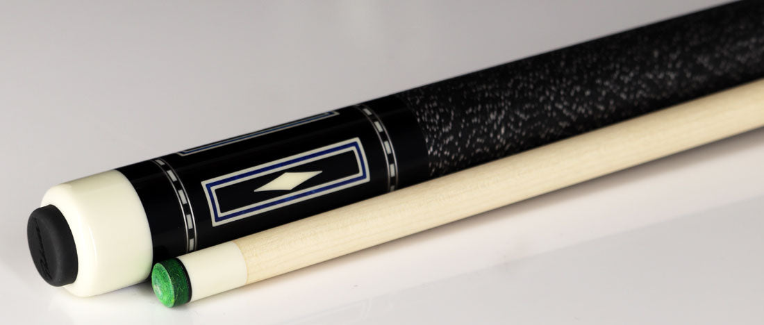 J Pechauer P16R Pro Series Pool Cue - Natural Stain with Blue Framed Black Points